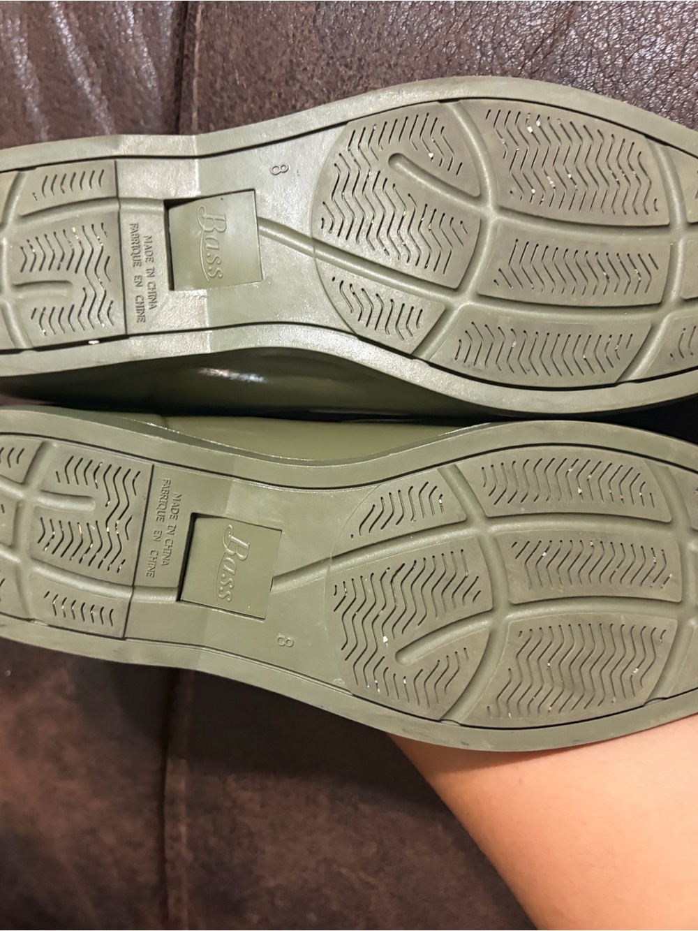 Bass Women's Olive Green Patent Penny Loafers - Picture 2 of 2